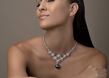 Collier en perle de Tahiti en or blanc 18 carats et diamants